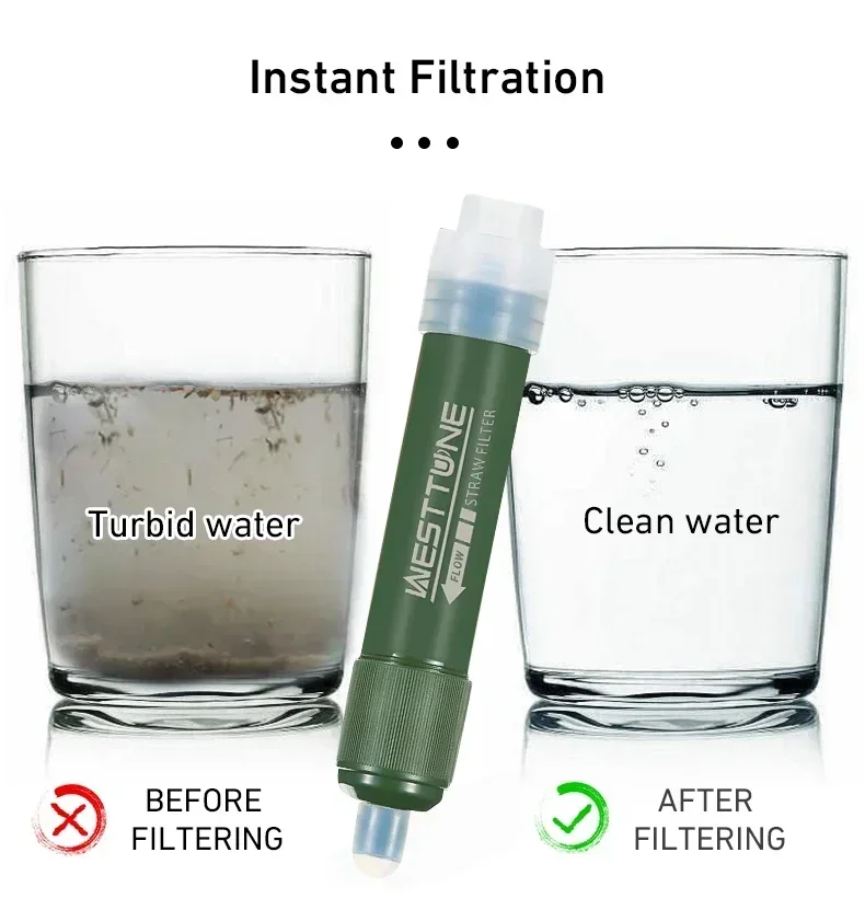 Water Filter Straw - Westtune mini acampamento ao ar livre